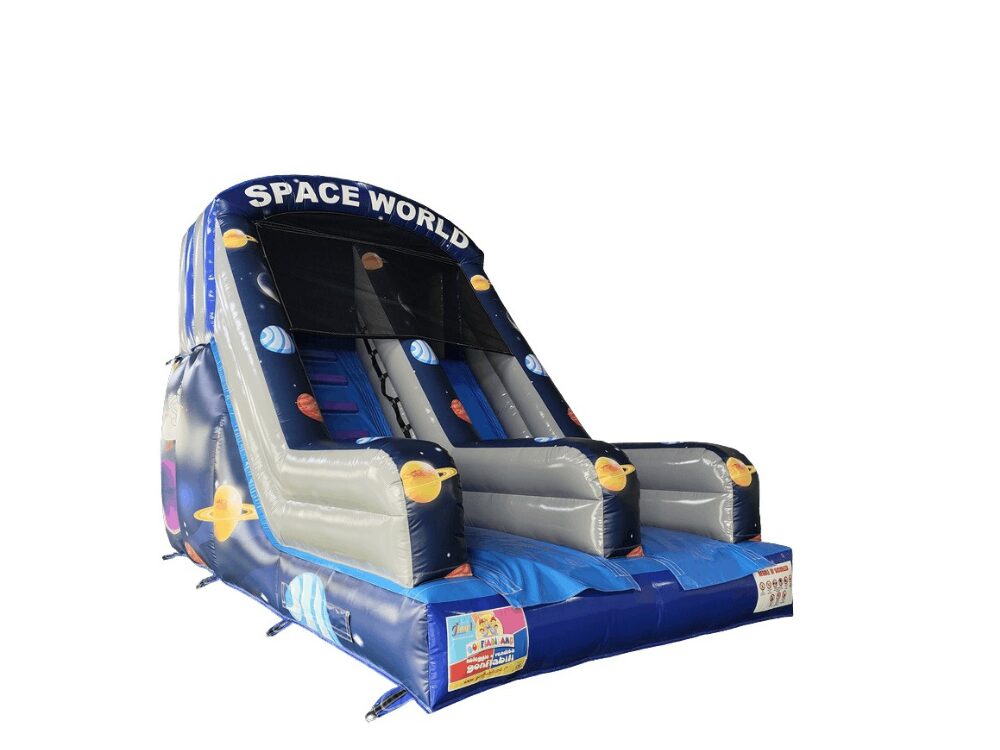 Noleggio gonfiabile pro SPACE: scivolo tema spazio con pianeti - vista principale